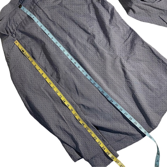 Express Men's Long Sleeve Fitted Shirt Blue Grey Small Print Size XL - Picture 3 of 10